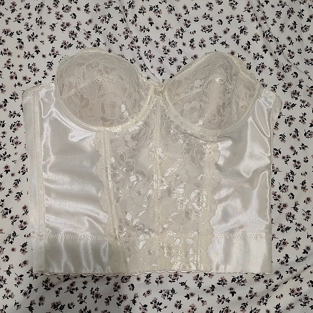 Coquette Cream Lace Bow Bustier Tube Top